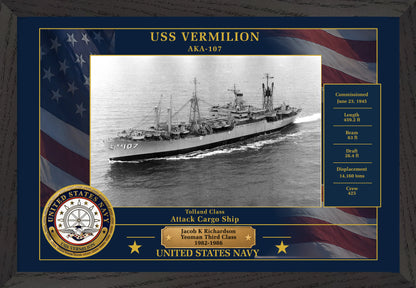 USS Vermilion AKA-107 Framed Patriotic Photo