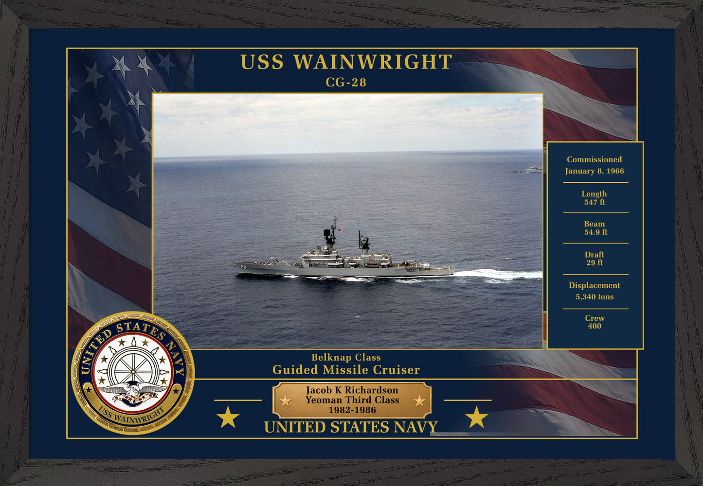USS Wainwright CG-28 Framed Patriotic Photo