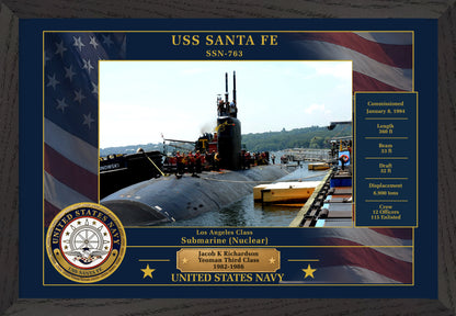 USS Santa Fe SSN-763 Framed Patriotic Photo