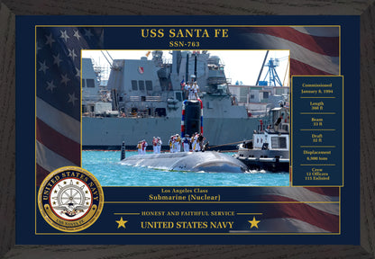 USS Santa Fe SSN-763 Framed Patriotic Photo