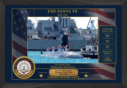 USS Santa Fe SSN-763 Framed Patriotic Photo
