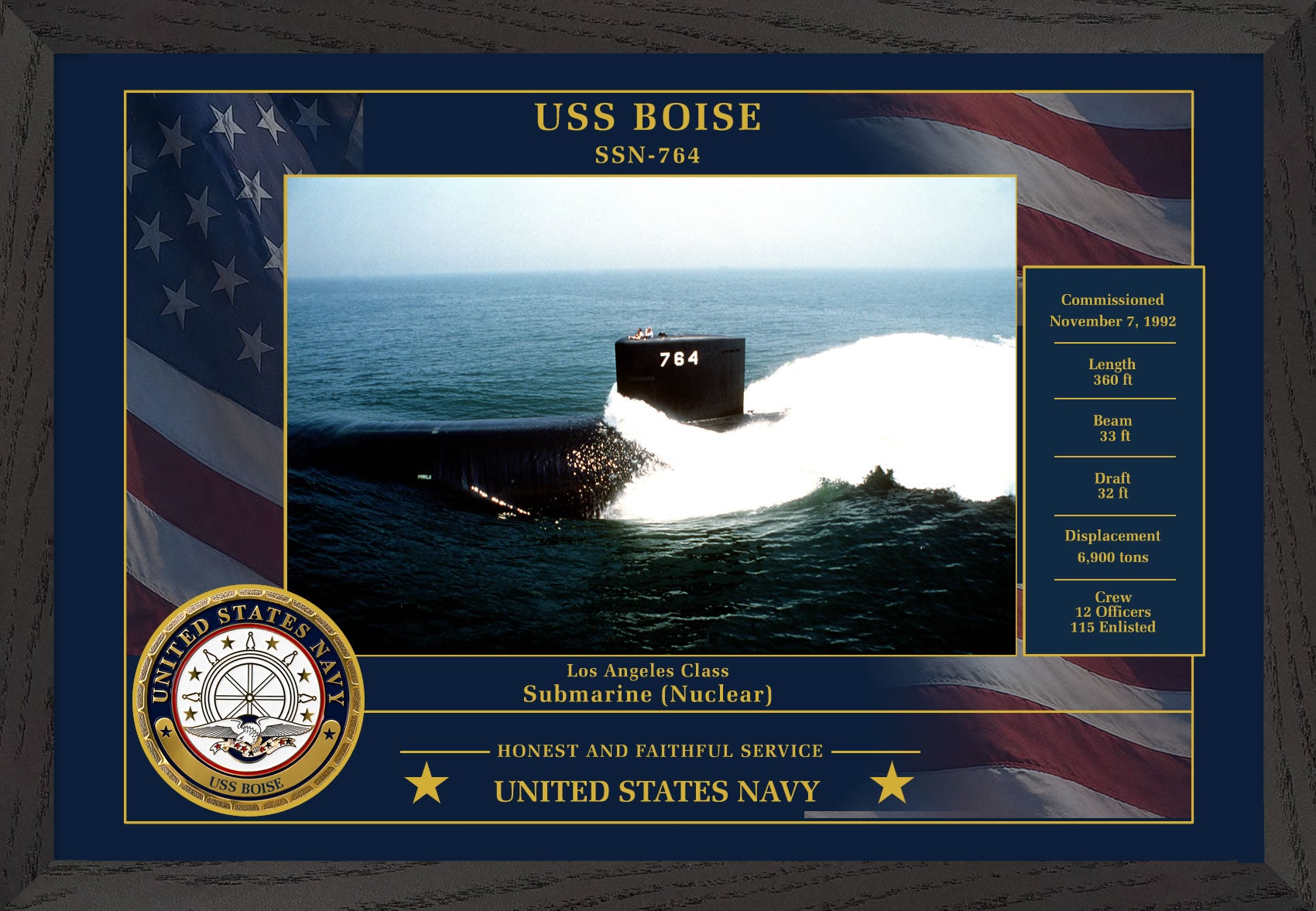 USS Boise SSN-764 Framed Patriotic Photo