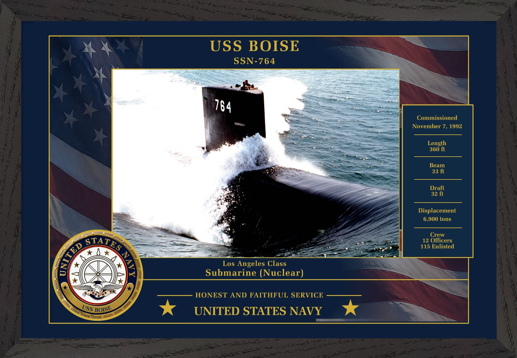 USS Boise SSN-764 Framed Patriotic Photo