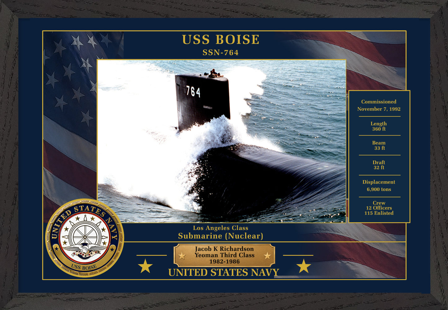 USS Boise SSN-764 Framed Patriotic Photo