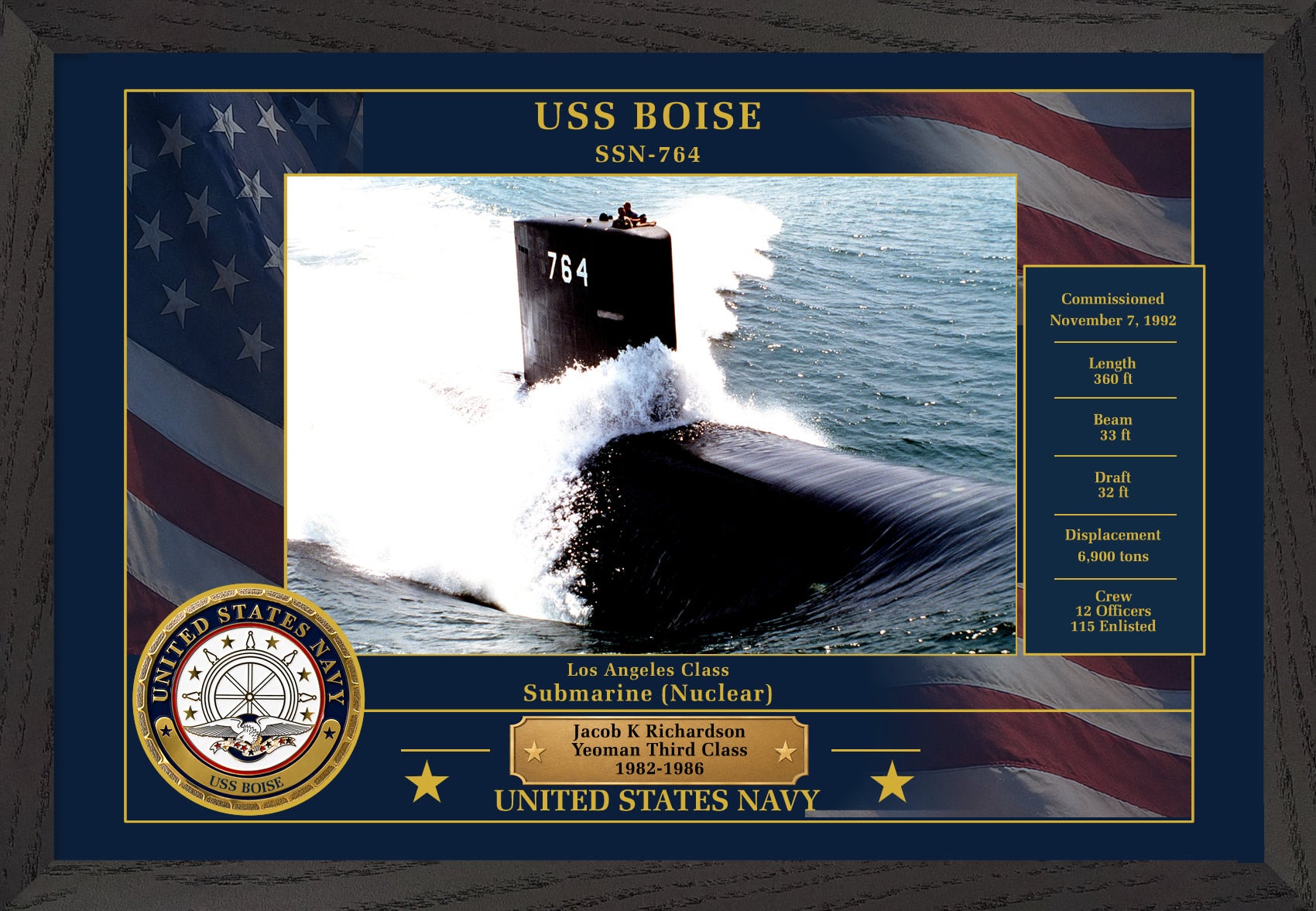 USS Boise SSN-764 Framed Patriotic Photo