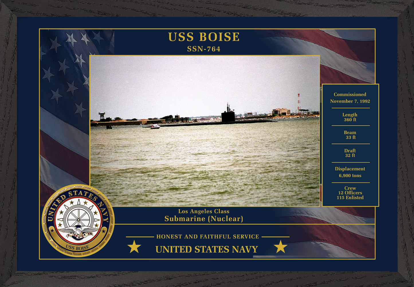 USS Boise SSN-764 Framed Patriotic Photo