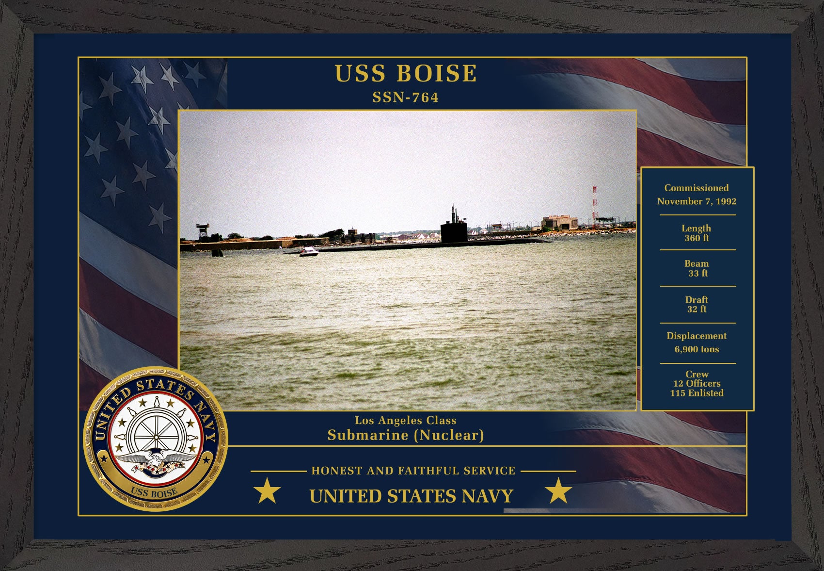 USS Boise SSN-764 Framed Patriotic Photo