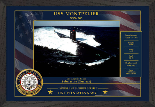 USS Montpelier SSN-765 Framed Patriotic Photo