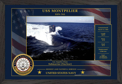 USS Montpelier SSN-765 Framed Patriotic Photo