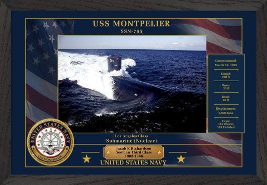 USS Montpelier SSN-765 Framed Patriotic Photo