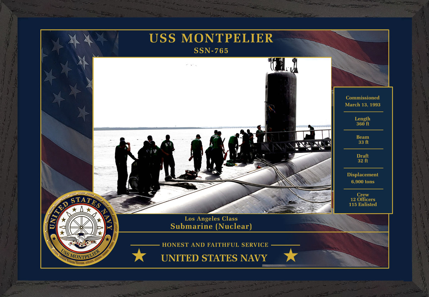 USS Montpelier SSN-765 Framed Patriotic Photo