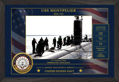 USS Montpelier SSN-765 Framed Patriotic Photo