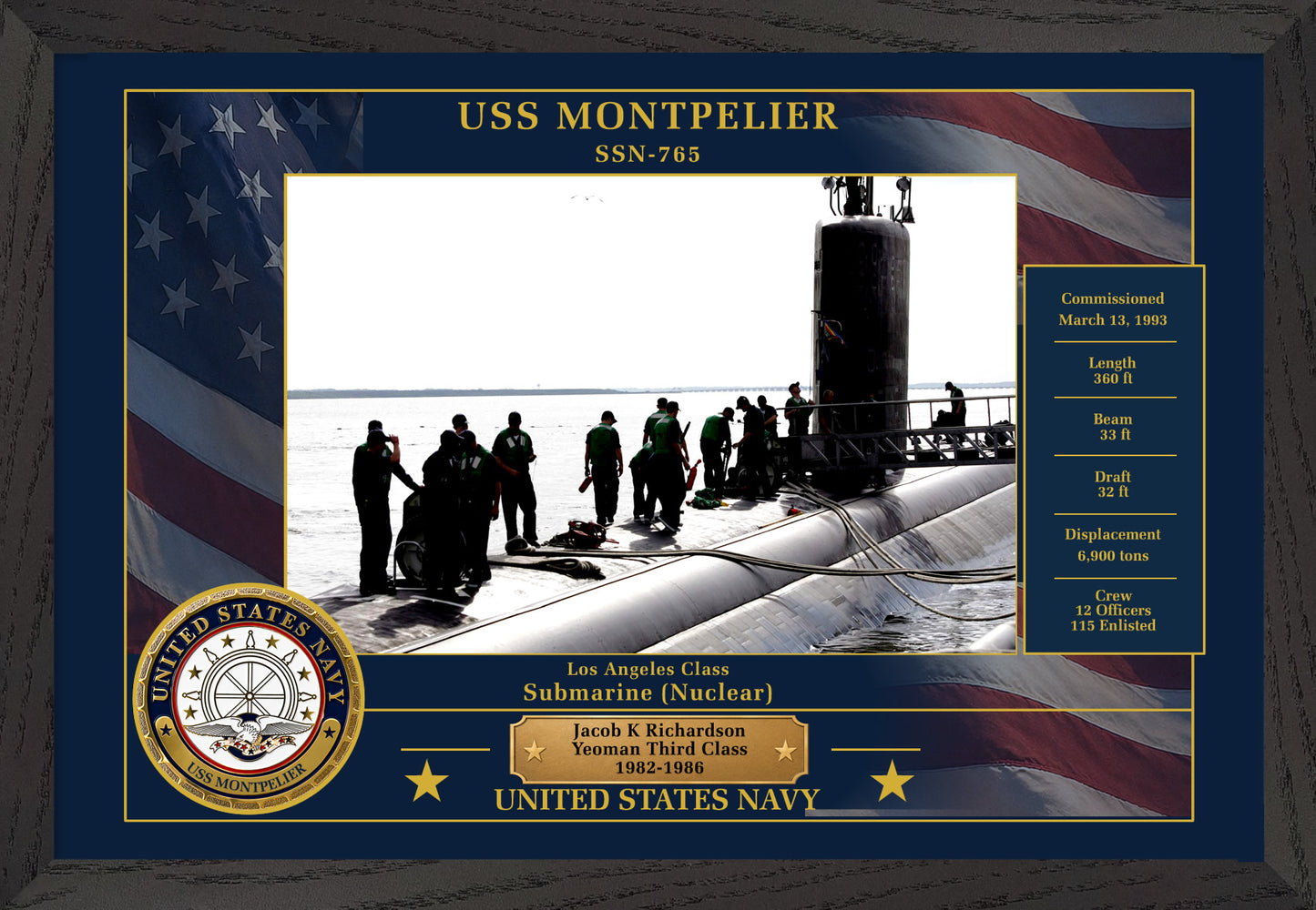 USS Montpelier SSN-765 Framed Patriotic Photo
