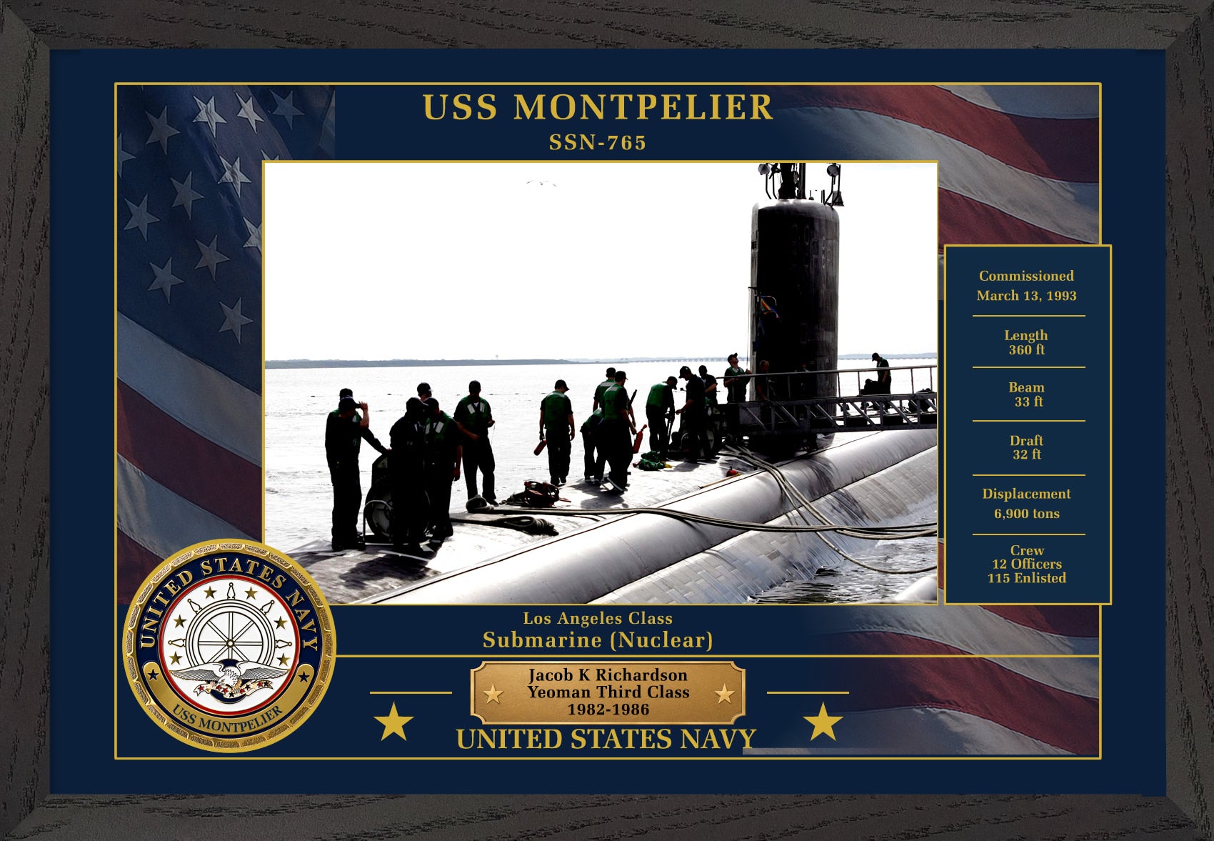 USS Montpelier SSN-765 Framed Patriotic Photo