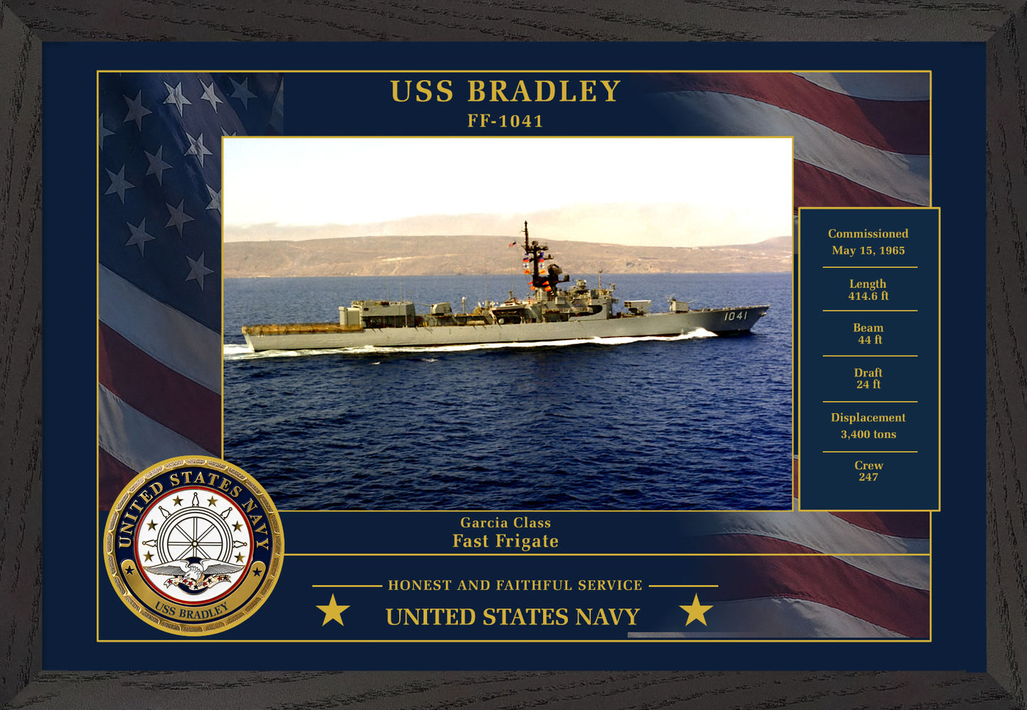 USS Bradley FF-1041 Framed Patriotic Photo