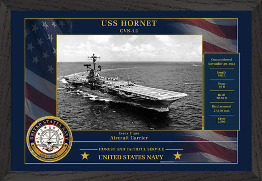 USS Hornet CVS-12 Framed Patriotic Photo