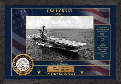 USS Hornet CVS-12 Framed Patriotic Photo