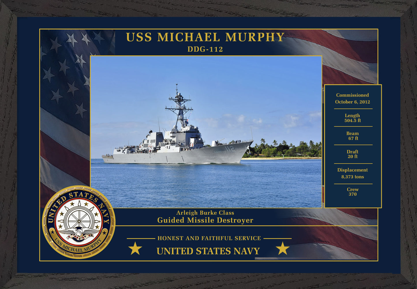 USS Michael Murphy DDG-112 Framed Patriotic Photo