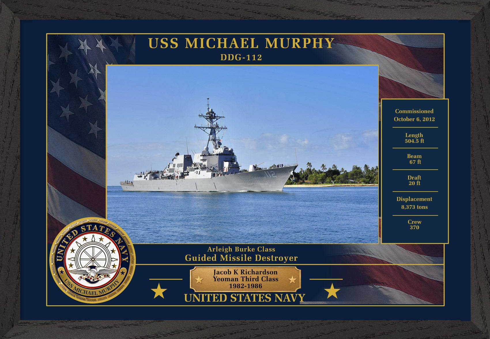 USS Michael Murphy DDG-112 Framed Patriotic Photo