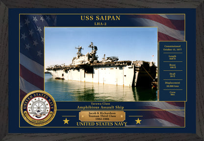 USS Saipan LHA-2 Framed Patriotic Photo