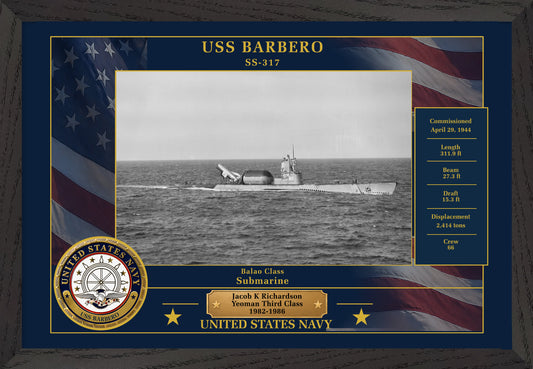 USS Barbero SS-317 Framed Patriotic Photo