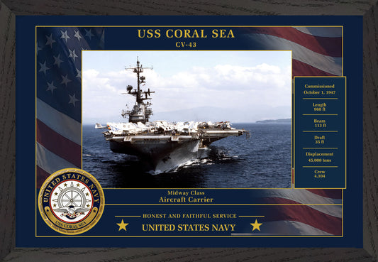 USS Coral Sea CV-43 Framed Patriotic Photo