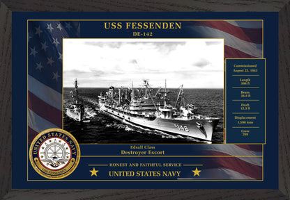 USS Fessenden DE-142 Framed Patriotic Photo
