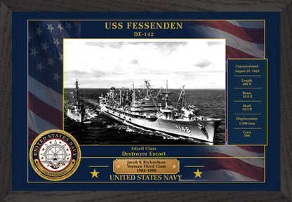 USS Fessenden DE-142 Framed Patriotic Photo
