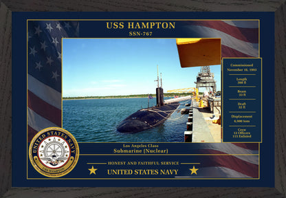 USS Hampton SSN-767 Framed Patriotic Photo