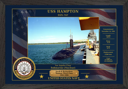 USS Hampton SSN-767 Framed Patriotic Photo