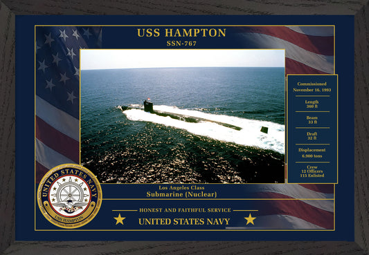 USS Hampton SSN-767 Framed Patriotic Photo