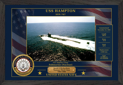 USS Hampton SSN-767 Framed Patriotic Photo