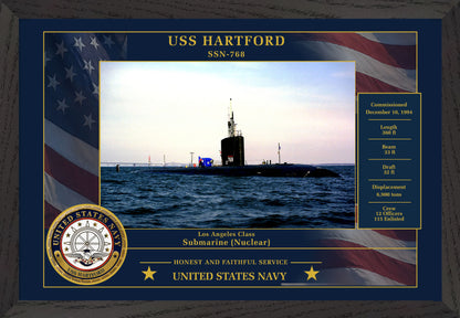 USS Hartford SSN-768 Framed Patriotic Photo