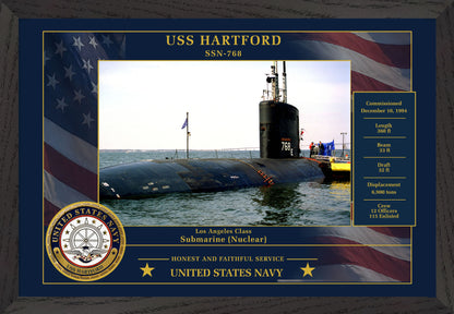 USS Hartford SSN-768 Framed Patriotic Photo