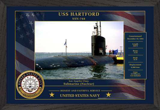 USS Hartford SSN-768 Framed Patriotic Photo