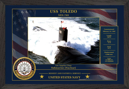 USS Toledo SSN-769 Framed Patriotic Photo