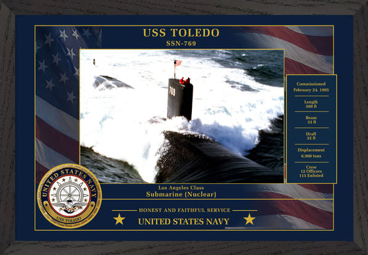 USS Toledo SSN-769 Framed Patriotic Photo