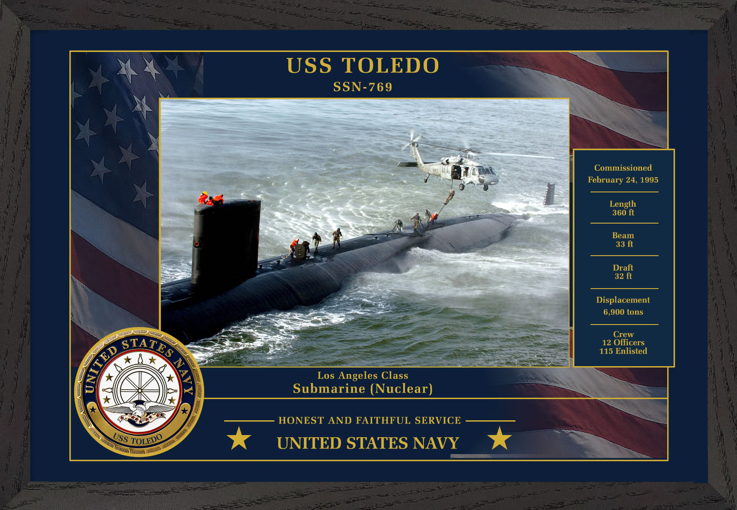 USS Toledo SSN-769 Framed Patriotic Photo