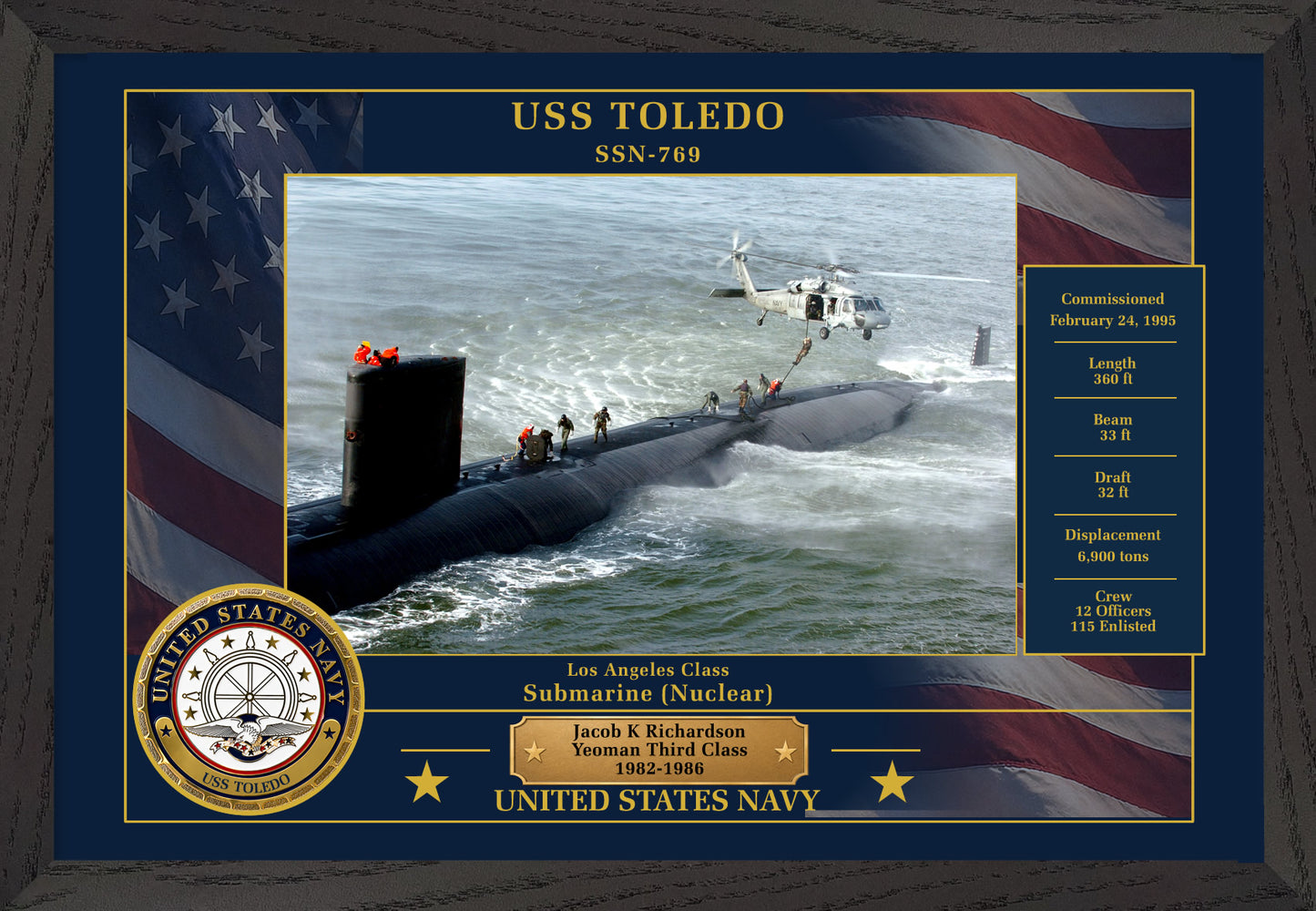 USS Toledo SSN-769 Framed Patriotic Photo