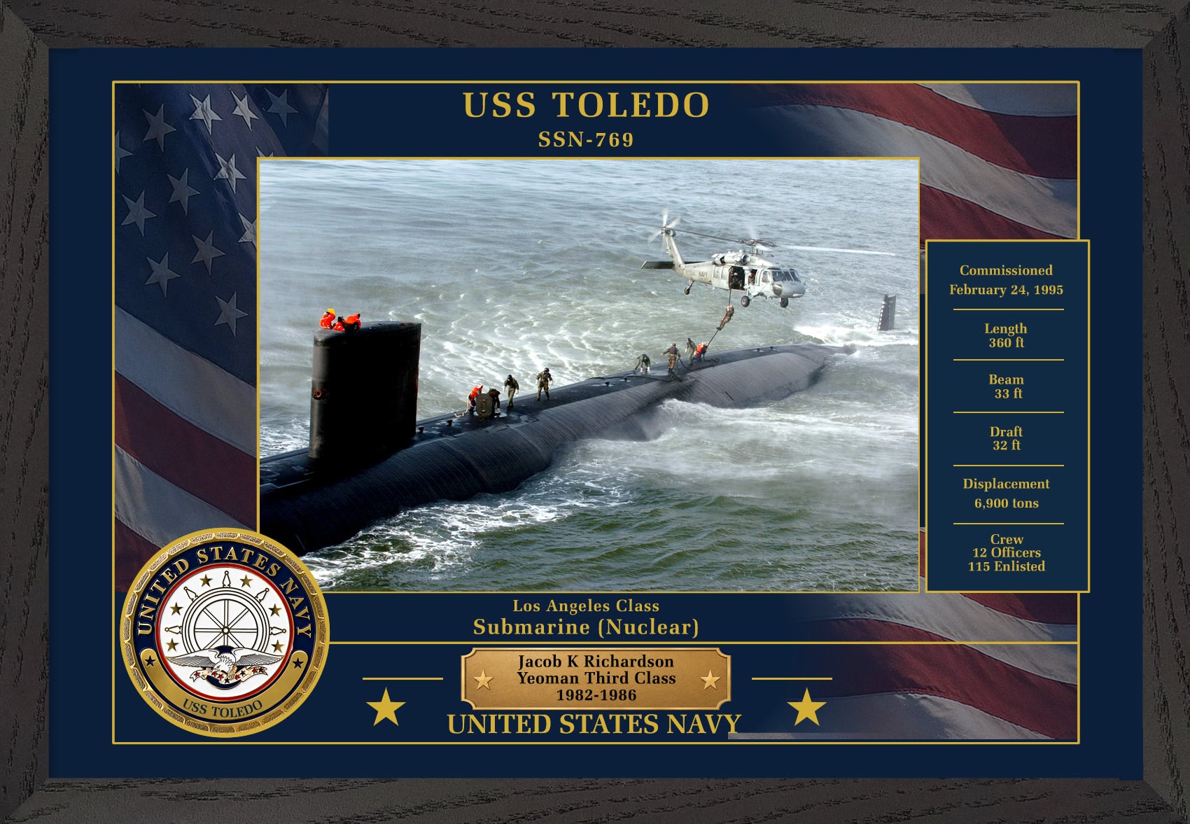 USS Toledo SSN-769 Framed Patriotic Photo
