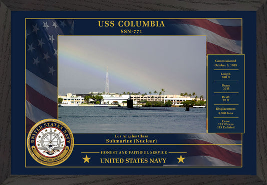 USS Columbia SSN-771 Framed Patriotic Photo