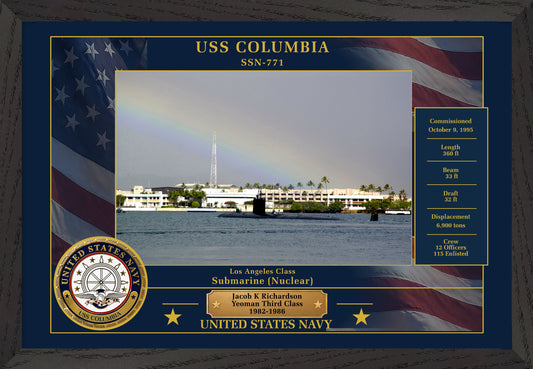 USS Columbia SSN-771 Framed Patriotic Photo