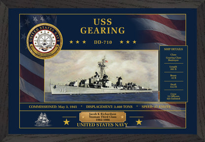 USS Gearing DD-710 Framed Patriotic Art