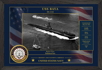 USS Baya SS-318 Framed Patriotic Photo
