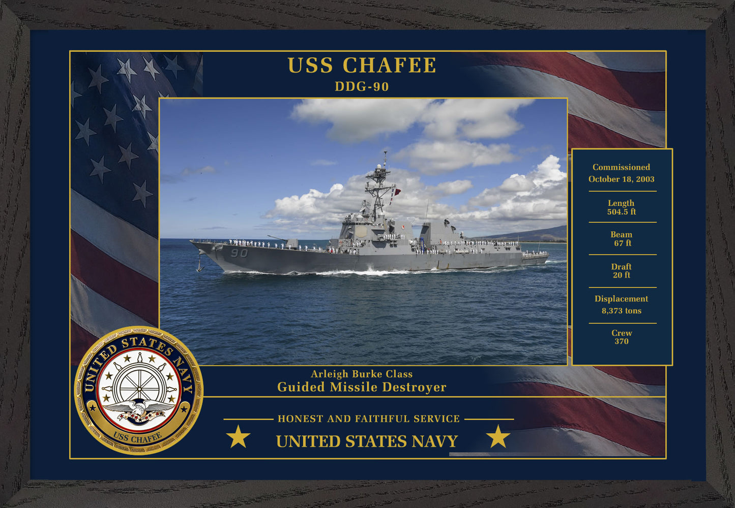 USS Chafee DDG-90 Framed Patriotic Photo