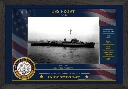 USS Frost DE-144 Framed Patriotic Photo