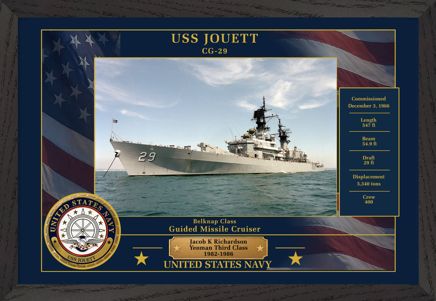 USS Jouett CG-29 Framed Patriotic Photo