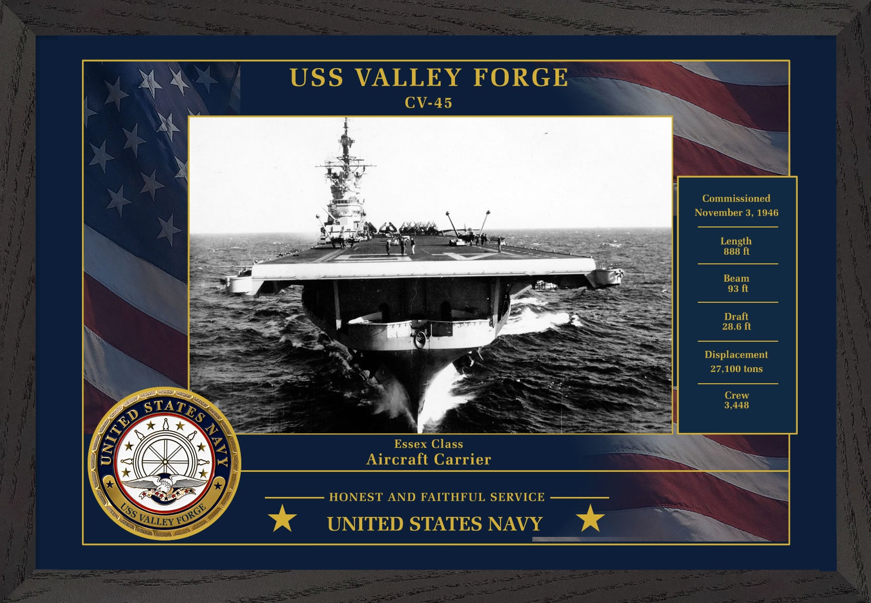 USS Valley Forge CV-45 Framed Patriotic Photo