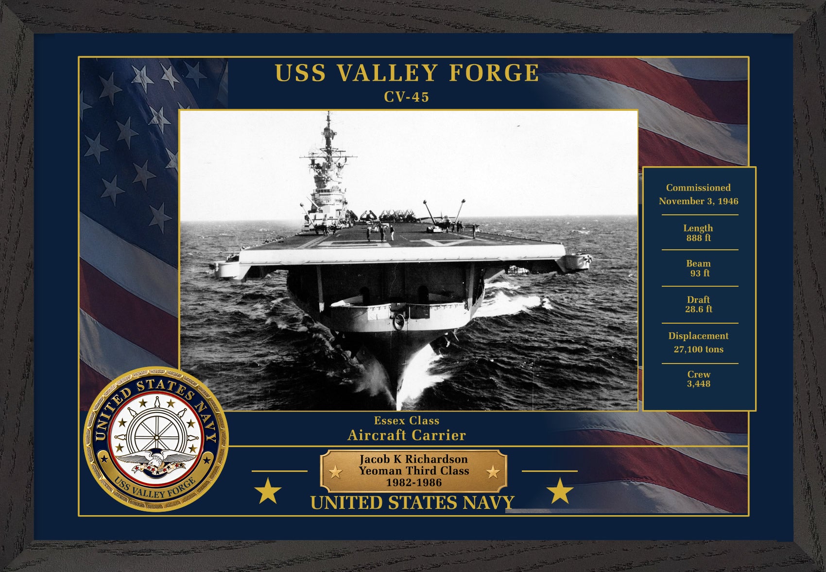USS Valley Forge CV-45 Framed Patriotic Photo