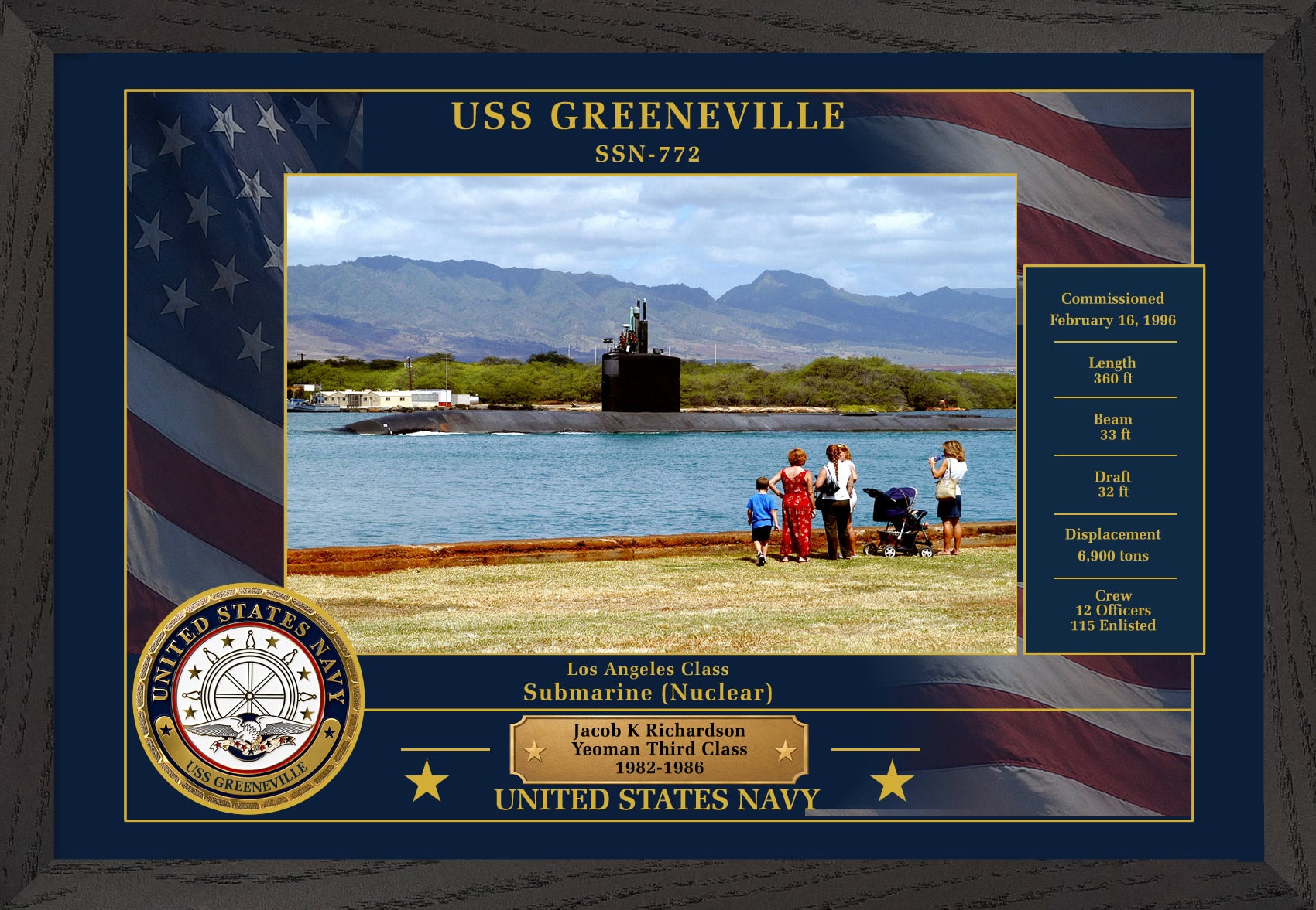 USS Greeneville SSN-772 Framed Patriotic Photo